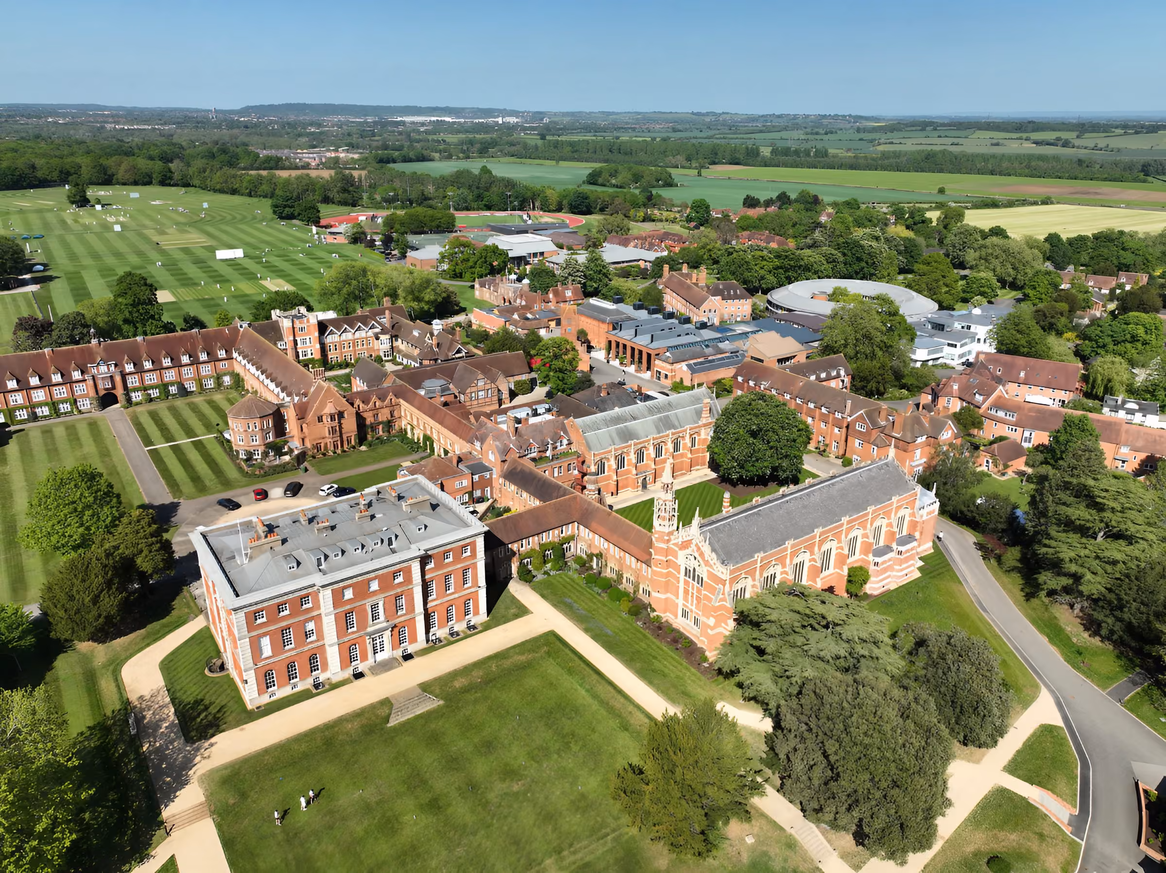 Aerial view of the Radley College campus and playing fields